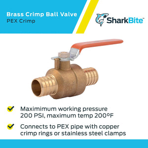 SharkBite 22463LF 1 in PEX LF Brass Crimp Ball Valve, CBV1 22463LF